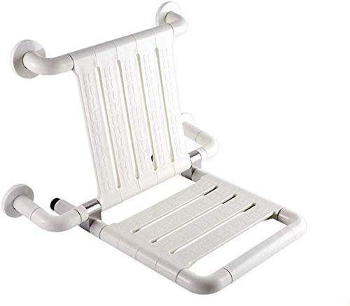 NZDY Home Essentials, Zusammenklappbarer Duschsitz-Badhocker An Der Wand 304 Edelstahl-Rückenlehne Für Ältere Menschen