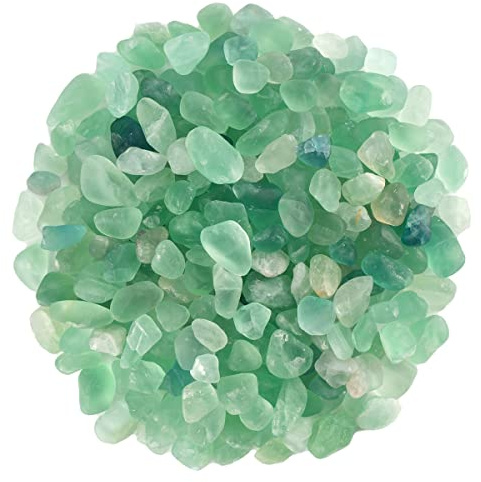 WAYBER 2 Lbs/920g Natural Green Quartz Crystal Stones Irregular Aquarium Pebbles Rock Sands for Turtle Tank/Succulent Plants/Vase Decoration (Fill 2 Cups)