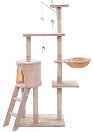 ESTEXO Katzenkratzbaum Kratzbaum Katzenbaum 138 cm Spielbaum XL Kletterbaum für Katzen Kratzmöbel Spielmöbel Beige