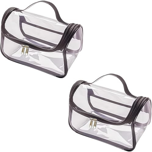 Kosmetiktasche Transparent,Tasche Transparent, 2 Stück Kulturbeutel Transparent, PVC Kosmetiktasche Wasserdicht, Tragbare Make-Up Tasche für Reise Toilettenartikel Frauen Männer und Frauen