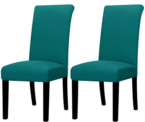 Lellen Dining Chair Covers Set of 2, Stretch Chair Covers Dining Chair Slipcovers Removable Washable Reusable Home & Kitchen Decor Protector Dining Room Chair Covers,Teal