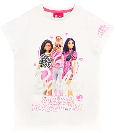 Barbie Maglietta per Ragazze Bianco 5-6 Anni