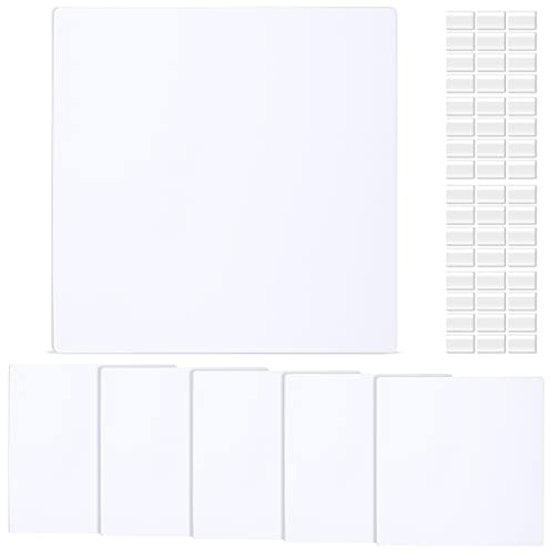 Sosation 6 Pcs Square Plastic Flat Blank Plate Wall Hole Cover Ceiling Cover Plate with 48 Pcs Double Faced Adhesive Tape for Ceilings or Wall(7 Inch)