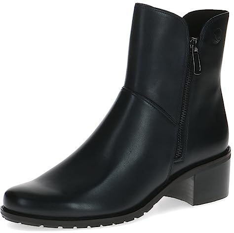 CAPRICE Bottines femme à talons en cuir à fermeture éclair, Bleu (Ocean Nappa), 37 EU
