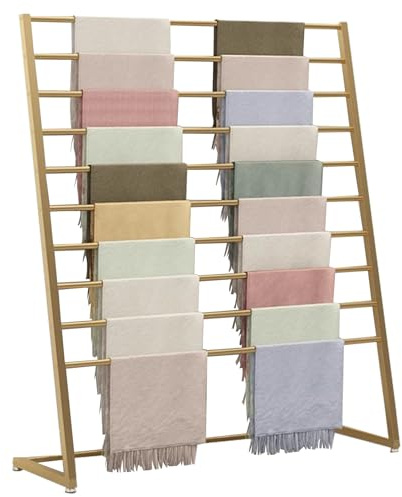 BIFCIOFH Scarf Display Stand, 10 Tier Metal Scarf Holder Organizer, Freestanding Scarf Rack for Commercial Clothing Retail Store Towel Rack Ties Belt Pants Hanging Rack
