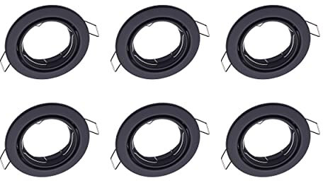 Oktaplex 6er Set Dijon Einbauspot Rahmen für GU10 & LED-Module - Einbaustahler flach IP20 schwenkbar schwarz Lochmaß 68mm