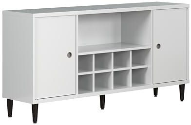 trendteam smart living - Werkzeuglose Montage - Wechselbare Türen - Sideboard Kommode Schrank - Wohnzimmer - Evolution - Aufbaumaß (BxHxT) 136 x 70 x 36 cm - Farbe Weiß mit Dunkelbraun - 221687201