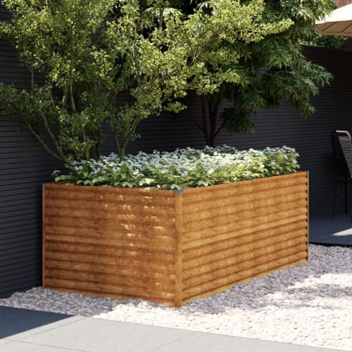 Tidyard Lit surélevé de Jardin 196x100x69 cm Acier corten Argenté Bac de Plantation pour Cultiver Fleurs, Herbes, Plantes, Extérieur Jardinière Potager pour Terrasse Balcon