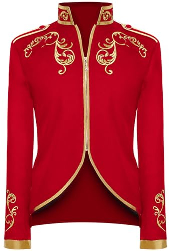 NFAOEGJ Herren Prinz Kostüm, Steampunk Frack Mantel Gothic Blazer Jacke | Mittelalter Viktorianischen Retro Kleidung Halloween Cosplay