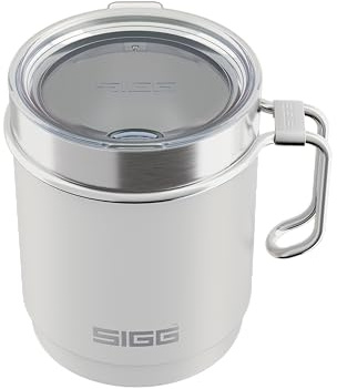 Sigg - Camp Thermobecher Travel Mug Snow White - Mit Tritan-Deckel & Henkel - Spülmaschinenfest - BPA-frei - 18/8-Edelstahl - Camping & Wandern - Weiß - 0,36L