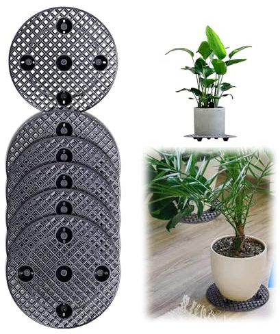 mumisuto Soportes para Macetas de 30cm, 6 Elevadores para Macetas de Nivel de Plantas Almohadillas de Malla para Macetas para Interiores y Exteriores, Protector de Suelo (Negro, 30cm)
