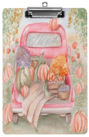 Klemmbretter für Kinder, Herbsternte Kürbisse, LKW-Druck, Acryl-Klemmbrett, leichtes Klemmbrett, A4-Größe, hält 21,6 x 32,5 cm, für Lehrer, Studenten, Frauen, Männer, Mädchen, Jungen