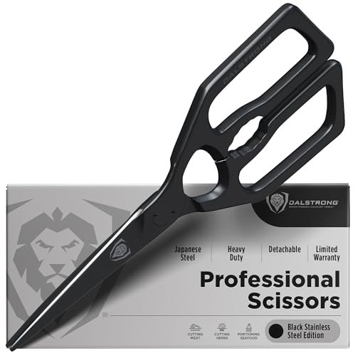 DALSTRONG Professional Kitchen Scissors - Black 420J2 Japanese Stainless Steel - Ambidextrous Kitchen Shears - Detachable - Heavy Duty Sharp Blade - Vegetable, Meat, Pizza Scissors