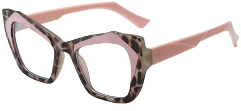 LJCZKA Katzenauge Blaulichtfilter Brille Damen, Brille Ohne Stärke Blaulichtfilter Brille Cateye Anti-Müdigkeit für Handy, Lessen, Computer und TV