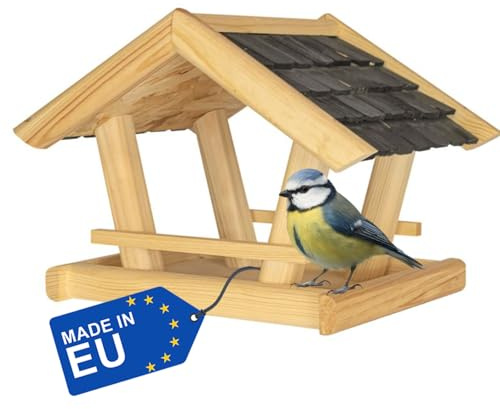 ITA Fågelfutterhus 36x25x26 cm av trä – fågelhus – foderhus för trädgårdsmatare – väderbeständigt, robust, robust – direkt från tillverkaren - EU-produkt