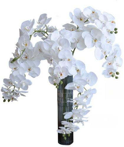 Xshelley 6Pcs 70 cm Künstliche Real Touch Orchideen Blumen 9 Köpfe Latex Phalaenopsis Blume, Künstliche Orchideen Blumen Stamm Pflanzen für DIY Home Wedding Dekoration