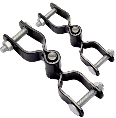 Amoskey Chain Link Fence Gate Hinges, Chain Link Fence Parts, Heavy Duty gate Hinges, gate hings for Metal Gates (Black, 1-3/8 * 1-3/8)