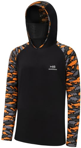Bassdash Herren T-Shirt UPF 50+ Camouflage Kapuzenpulli mit Maske Langarm-Sonnenschutz Kapuzen zum Fischen und Wandern