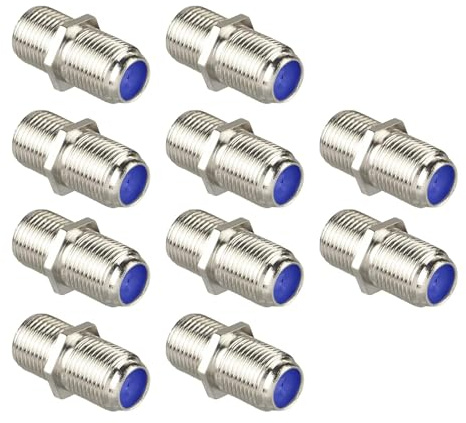 GigaBlue Sat Kabel Verbinder, F Stecker Verbinder, RG6 Koaxial Buchse zu Buchse F Verbinder Sat Kupplung für Koaxialkabel Antennenkabel Satellitenkabel 10er Pack (Silber)