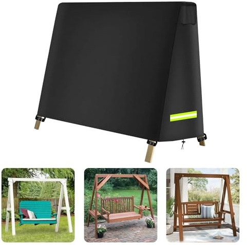 Funda Para Columpio Hollywood, Oxford 420D 200x139x200 cm Con Tiras Reflectantes Y Correas De Sujeción Resistente A Los Rayos UV Al Polvo Y Al Agua Para Columpios Con Estructura En Forma De A