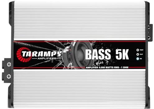 Taramps BASS 5K 1 Ohm 1 Channel 5000 Watts RMS MAX, Full Range Car Audio, Monoblock, LED Monitor Indicator, Class D Amplifier, Crossover, White 5k amp, Sound Quality