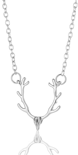 LONZIKP Trachtenkette Damen mit Hirsch Anhänger Silberner Dirndl Schmuck Oktoberfest Kette Geweih Halskette für Frauen