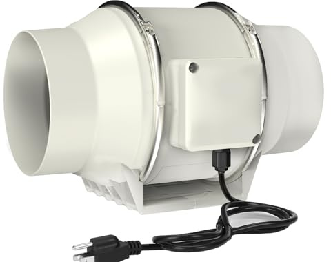 FASDUNT Bathroom Extractor Fan 100mm, 4 Inline Duct Fan Quiet Operation, 220m³/h Ventilation Exhaust Fan for Heating Cooling, Grow Tent, Ventilation System