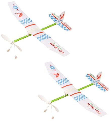 SKISUNO Rubber Band Powered Glider Planes Model Educational Flying Toy for Kids, 2pcs Mini Glider Planes Set Suitable for Outdoor Play