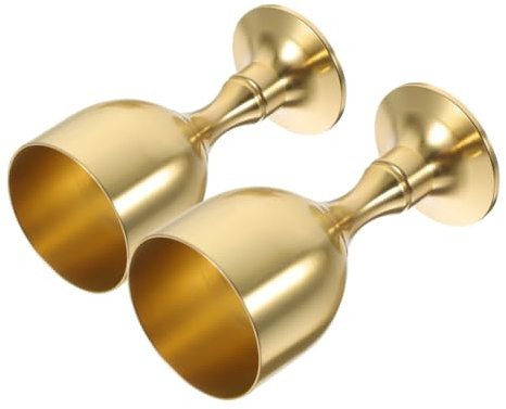 IMIKEYA Juego de dos vasos de latón dorado para uso ceremonial y religioso, duraderos y fáciles de limpiar, diseño único y capacidad adecuada