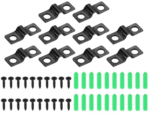 sourcing map 3/16 Inch U-Shaped Pipe Clamp, 25Pcs U Tube Strap Tension Clips Carbon Steel Double Hole Strap Clamp with Screws and Rubber Plug for Pipe Tube Cable Fixing (4mm, Black)