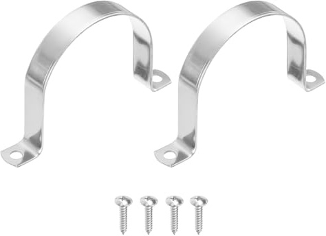 sourcing map 2Pcs 76mm(3) Two Hole Rigid Pipe Strap, 304 Stainless Steel Conduit Clamp Thicken U Bracket Heavy Duty Pipe Clamp with Self-Tapping Screws for Fixing Tube Cable, Silver
