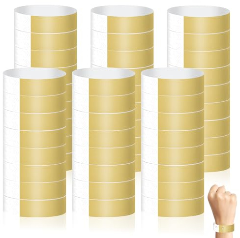 Minfuerang 400 Stück Eintrittsbänder, Einlassbändchen Papier(Gold) | Wasserdichte Securebänder, Kontrollbänder für Events,Party,Konzert,Festivals,Wasserpark