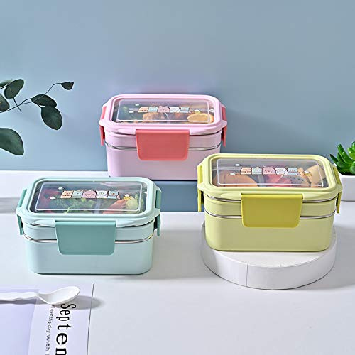 Lonchera portátil de acero inoxidable aislada, con capas separadas, fácil de usar, cómoda, de alta calidad, duradera, perfecta para uso diario en el hogar, hace la vida más fácil y acogedora