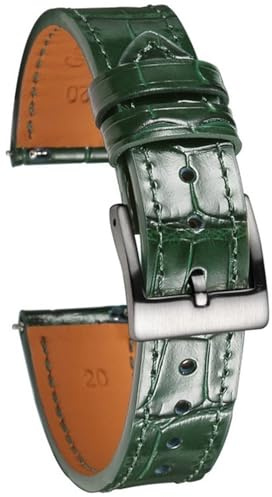 Generico Läderarmband för klocka - snabbfrigörande kohud läderband 18-22 mm för män, 19mm, Acetat, Ingen ädelsten