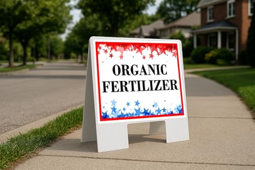 Organic Fertilizer 4Th Of July American Flag Usa Patriotic Red Blue Stars A-Frame Double Sided 23x23 in. Yard Road Sign