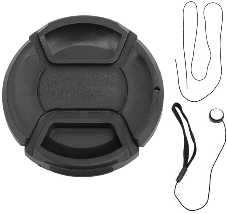 Cocoarm Kameralinslock, Objektivlock med Centralt Klämgrepp i ABS med Förlustskyddsrem, damm- och Reptåligt Skydd, Enkel Installation för DSLR-kameraanvändare och Daglig (82 mm)