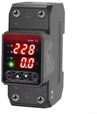 63 A spänningsvakt DIN-skena justerbar över/under (A) | LCD-skärm i realtid, exakt mätning av spänning och ström, tydlig feldisplay, omedelbar översikt