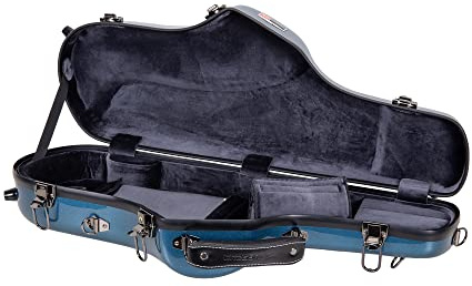 Crossrock Hartschalenkoffer für Altsaxophon, Fiberglas, mit Rucksackgurten, Blau