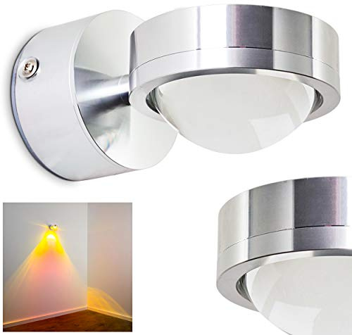 HOFSTEIN LED Wandlampe Harare, Wandleuchte in Chromfarben mit rotem Farbfilter, Wandstrahler mit Lichteffekt, 1-flammig, 3 Watt, 300 Lumen, 3000 Kelvin, Wohnzimmer, Esszimmer, Schlafzimmer, Flur