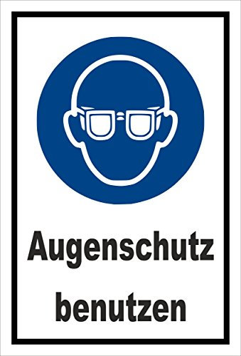 Melis-Folienwerkstatt Aufkleber - Gebots-Zeichen - Augen-Schutz benutzen - entspr. DIN ISO 7010 / ASR A1.3 – 15x10cm – S00361-008-A +++ in 20 Varianten erhältlich