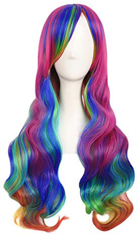 MapofBeauty 28 Inch/70cm Beautiful Long Wavy Harajuku Style Cosplay Wig (Rainbow Color)