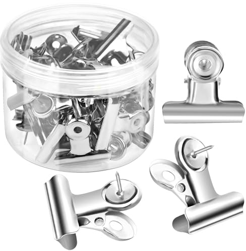 AUEAR, Reißzwecken aus Metall, Bulldogge, strapazierfähig, für Korktafeln, Pinnwände und Kabinenwände, Silber, 30 Stück
