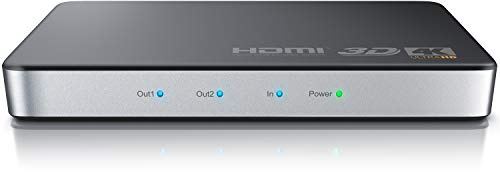 CSL - HDMI Splitter Umschalter 4K UHD 2160p 4K 30Hz, Full HD 144 Hz, 1 in 2 Out, CEC, HDCP, 3D Ready, Deep Color 30Bit 36Bit 48Bit, Kompatibel mit Xbox PS4 PS3 BLU-RAY-Player Firestick HDTV Apple TV
