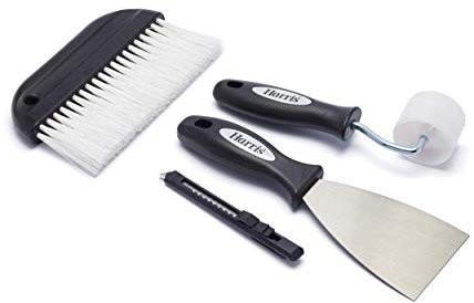Harris Seriously Good Wallpapering Kit | Set Includes: 1 x Paperhanging Brush, 1 x Stripping Knife, 1 x Seam Roller, 1 x Trimming Knife
