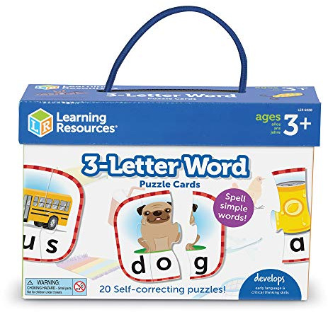 Learning Resources 3-Letter Word Puzzle Cards, Preschool Readiness, Self Correcting Puzzles, Ages 3+
