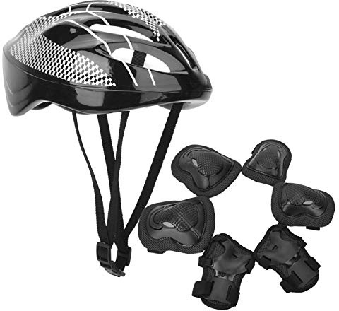 Germerse Adult Protection Gear Set, Gear Set Knee Pads Elbow Pads + Gloves + Helmet Skating Protection Protection Gear Set, for Scooter Riding Sports Roller Skates(black, Adult)