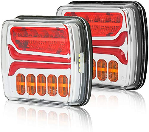 AGRISHOP LED-Rücklicht-Set für Anhänger, Autos, 12/24 V, 2 Stück, 4 Funktionen, zugelassen, Rücklicht, Bremslicht, dynamische Anzeige, wasserdicht