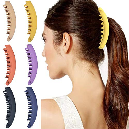 6 Stück Große Bananenspangen Bunten Bananen Haarspange für dickes Haar,Rutschfeste Pferdeschwanz Halter Clip für Damen und Mädchen