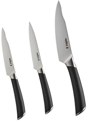 Zyliss Comfort Pro 3 Piece Kitchen Knife Set, Sharp Forged German Stainless Steel, Antibacterial Black Handle, Professional Kitchen Knife/Vegetable Knife Set, Dishwasher Safe