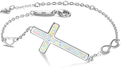 EVER FAITH Pulsera Mujer Plata de Ley 925 Ápalo Eslabones Cruzados Hipoalergénica para Regalo